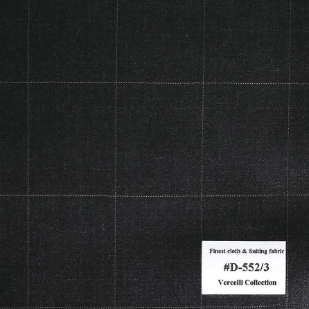 D-552/3 Vercelli V9 - Vải Suit 95% Wool - Đen Caro